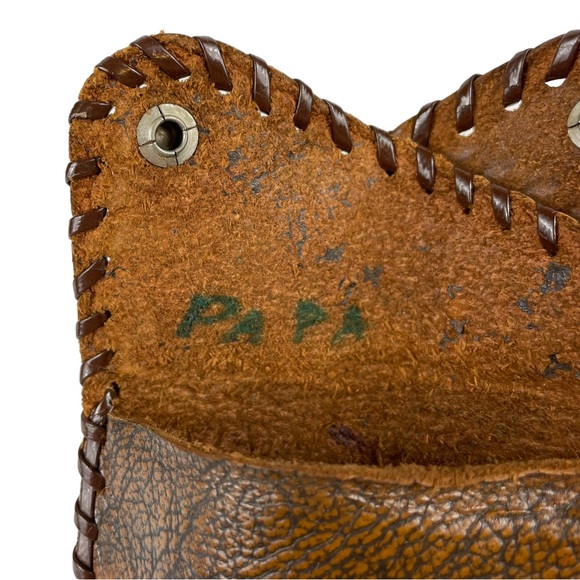 Vintage Handmade Leather Two Compartment Mini Small Pocket Wallet Snap Close VTG - Picture 7 of 11